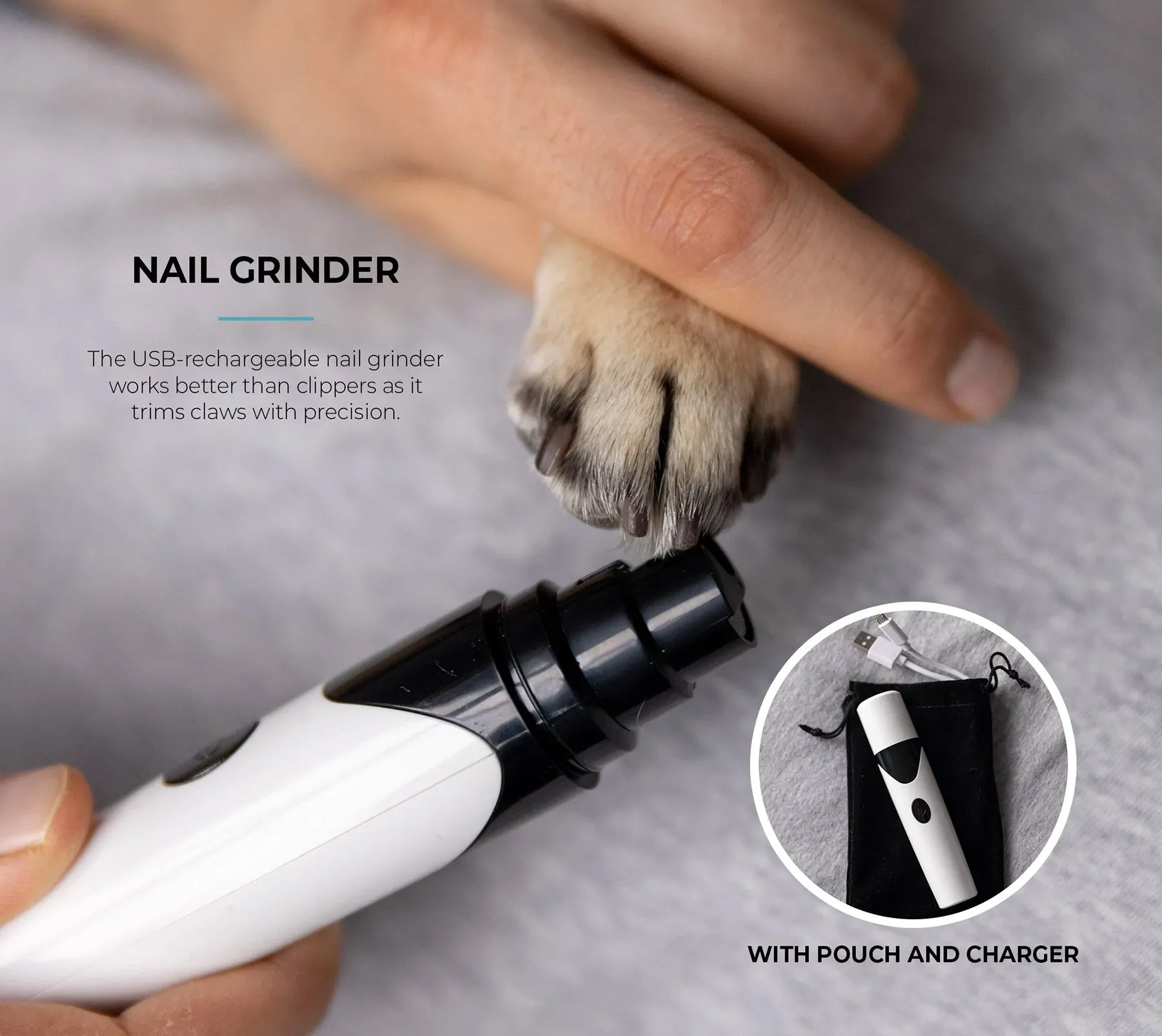 🐶 Deluxe 5-Piece Dog Grooming Kit – De-Shedding Brush, Nail Grinder, Wipes & More