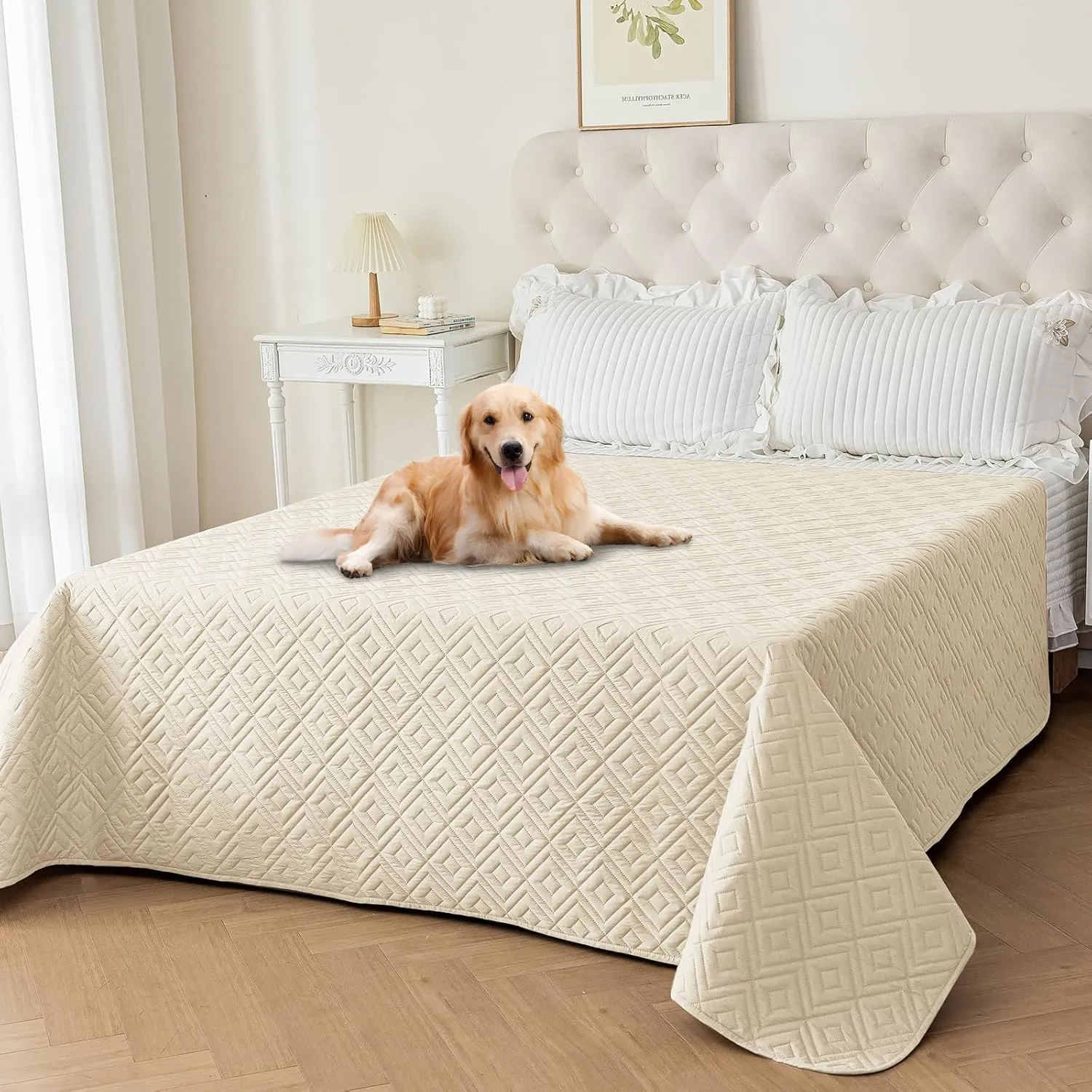 2025 Waterproof Dog Blankets (82"x102") Comfy Sofa Bed Mat for Pets, New Upgrade Bed Couch Pads Super Soft Anti Slip, Indoor Incontinence Sofa Furniture Protector Durable Washable Blanket (Khaki)