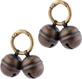 2pcs Dog Bells for Pet Tracking, Extra Loud Cat Dog Collar Bells Vintage Copper Collar Charms Pendant with Key Ring Quick Clip