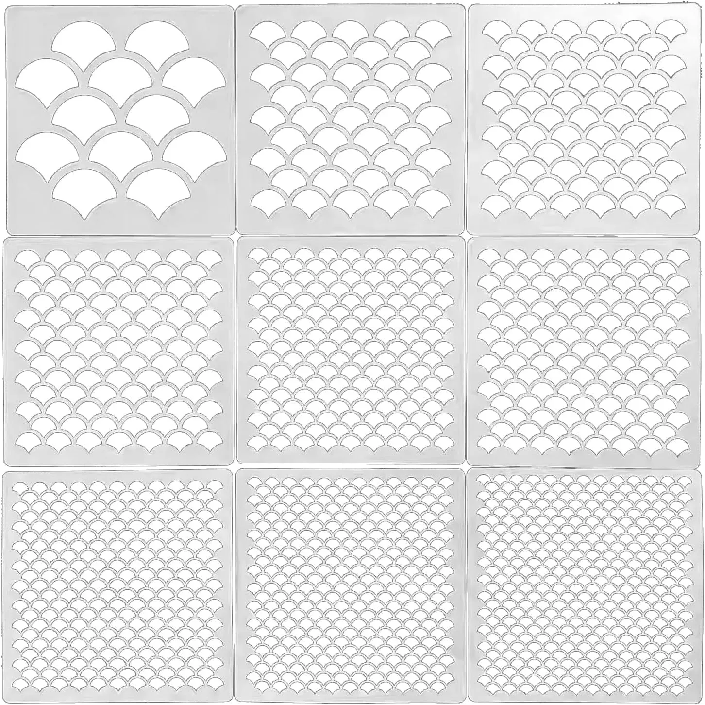 9 Mermaid Scale templates, Reusable Mermaid Facial Makeup templates for Subject Painting, Facial Spray Painting, and Children's Daily Painting in Various Occasions
