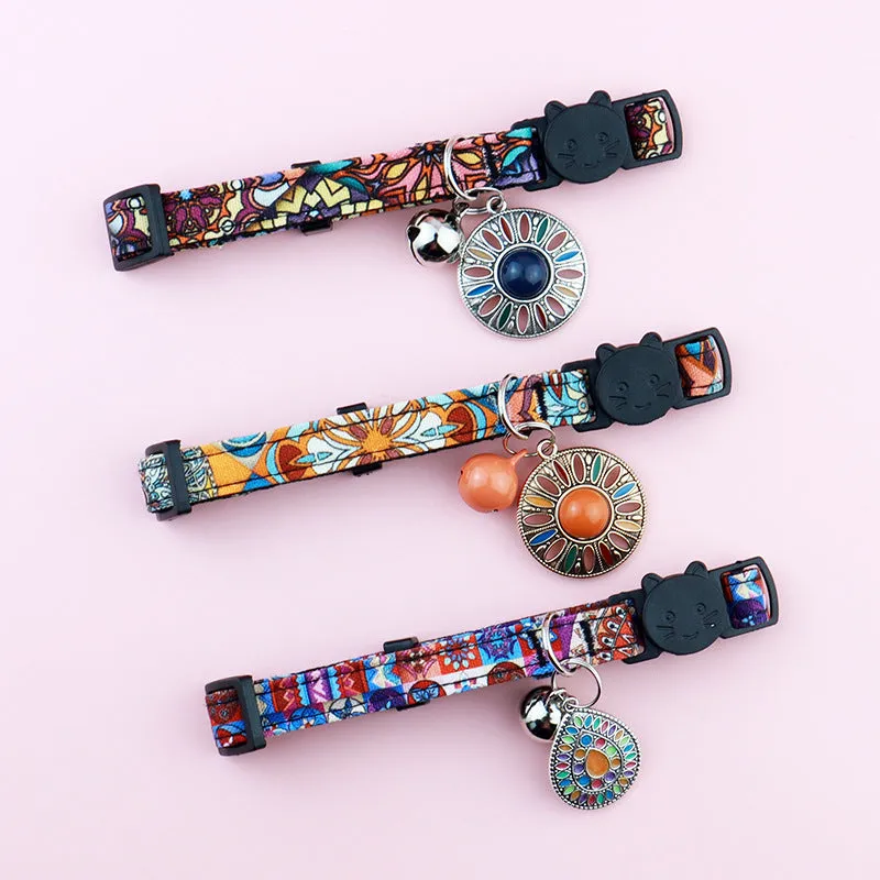 Adjustable Pet Airtag Collar with Bell and Metal Pendant