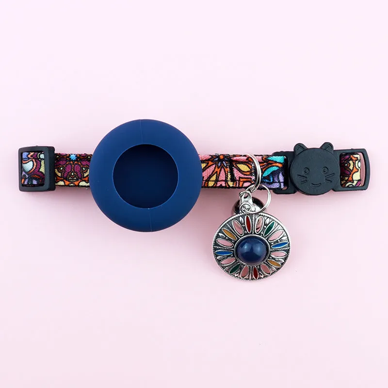 Adjustable Pet Airtag Collar with Bell and Metal Pendant
