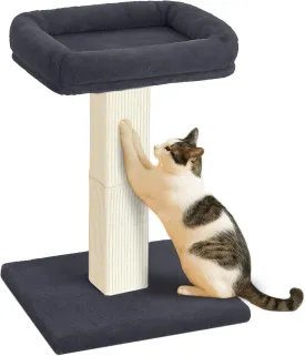 AGYM Cat Scratching Post, 32Cat Scratcher with Large Plush Perch, Sisal & Carpet Scratching Post, Vertical Posts with Elevated Bed for Indoor Cats, Removable& Washable Cover, Darkgrey