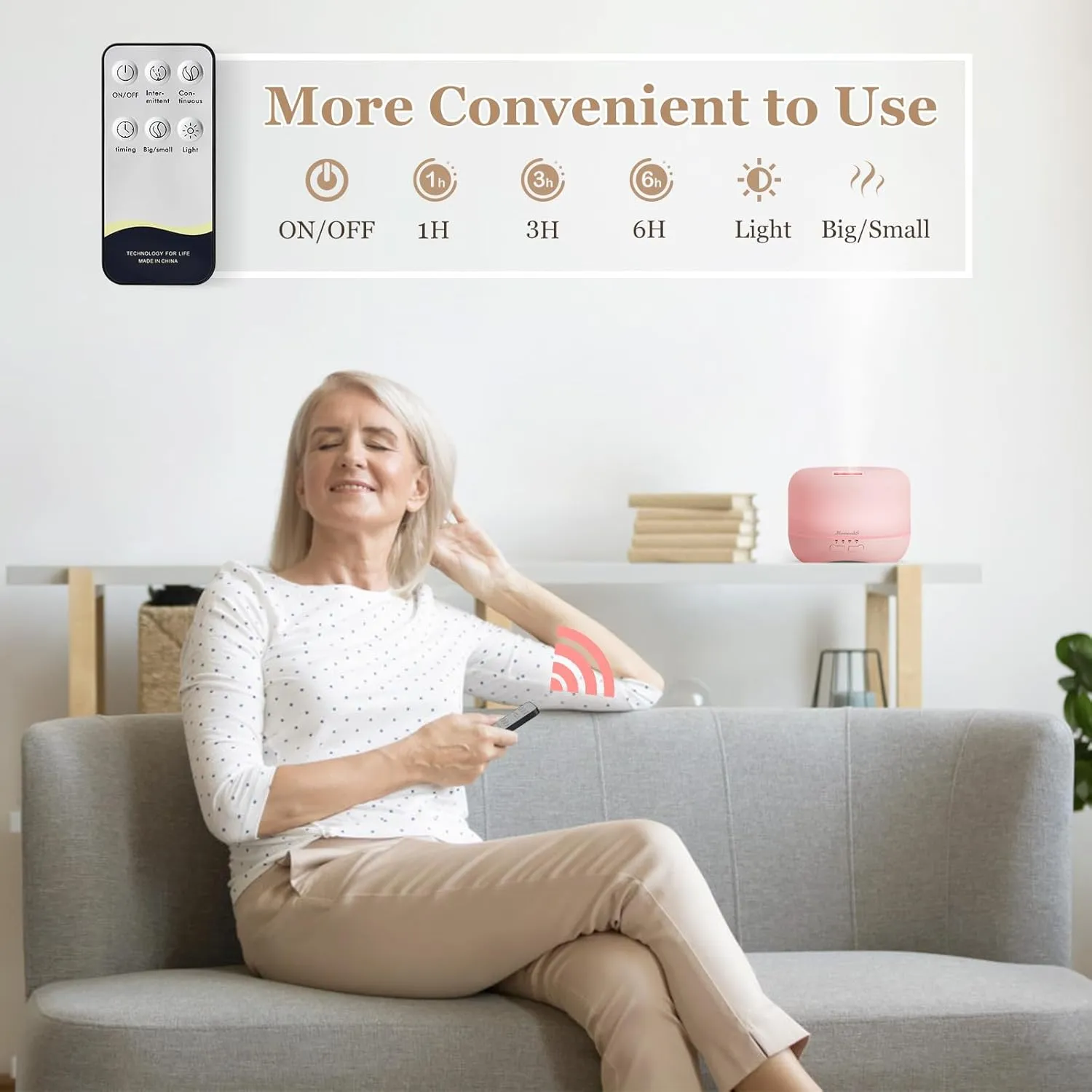 Aromatherapy Essential Oil Diffuser for Room: Air Humidifier Aroma Scent Cool Mist Colorful Lights Cute Small Large Waterless Auto Off Ultrasonic Diffusers for Home Bedroom Pink (300ml)