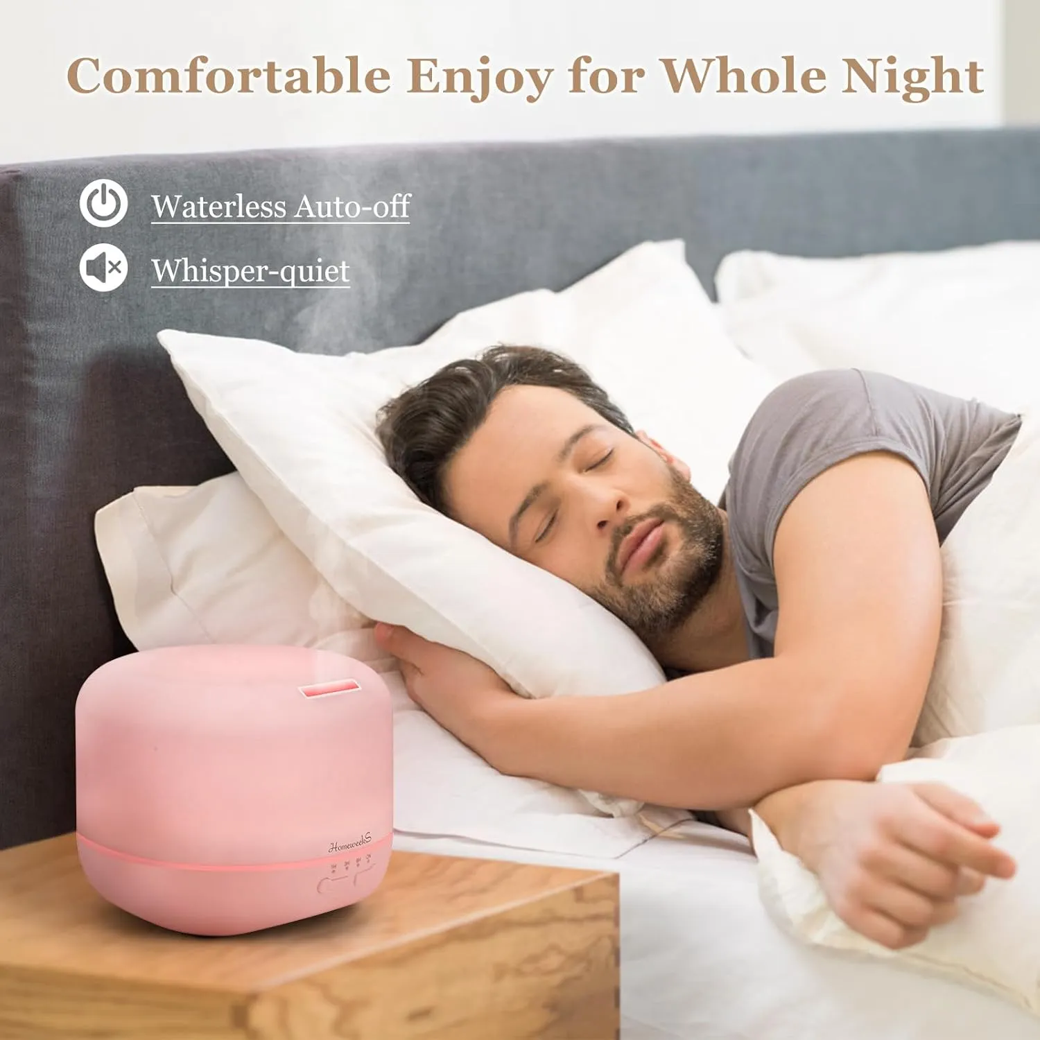 Aromatherapy Essential Oil Diffuser for Room: Air Humidifier Aroma Scent Cool Mist Colorful Lights Cute Small Large Waterless Auto Off Ultrasonic Diffusers for Home Bedroom Pink (300ml)