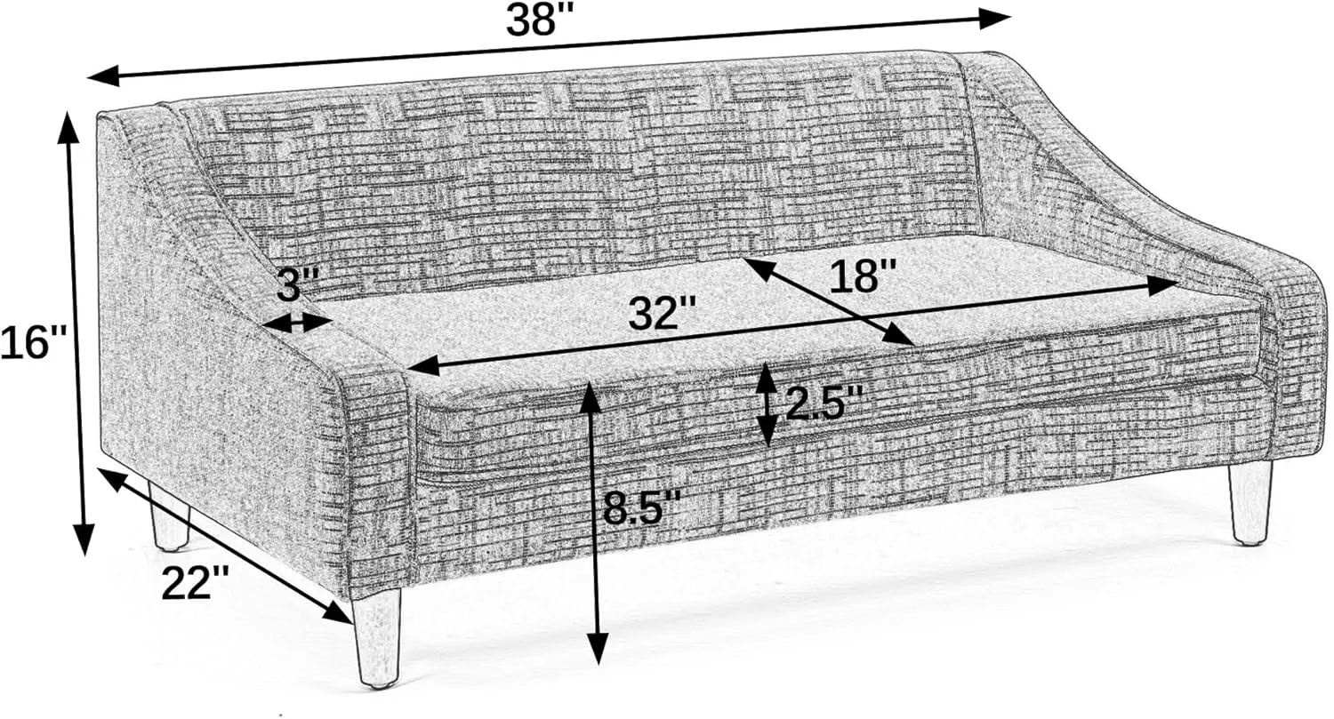 Ball & Cast Durable Elevated Dog Sofa Bed,Modern Pet Sofa with Irregular Armrest Design & Foot Support,Linen Fabric Comfortable Dog Bed for Livingroom,Bedroom,Apartment,Easy Assembly & Clean,Dark Gray