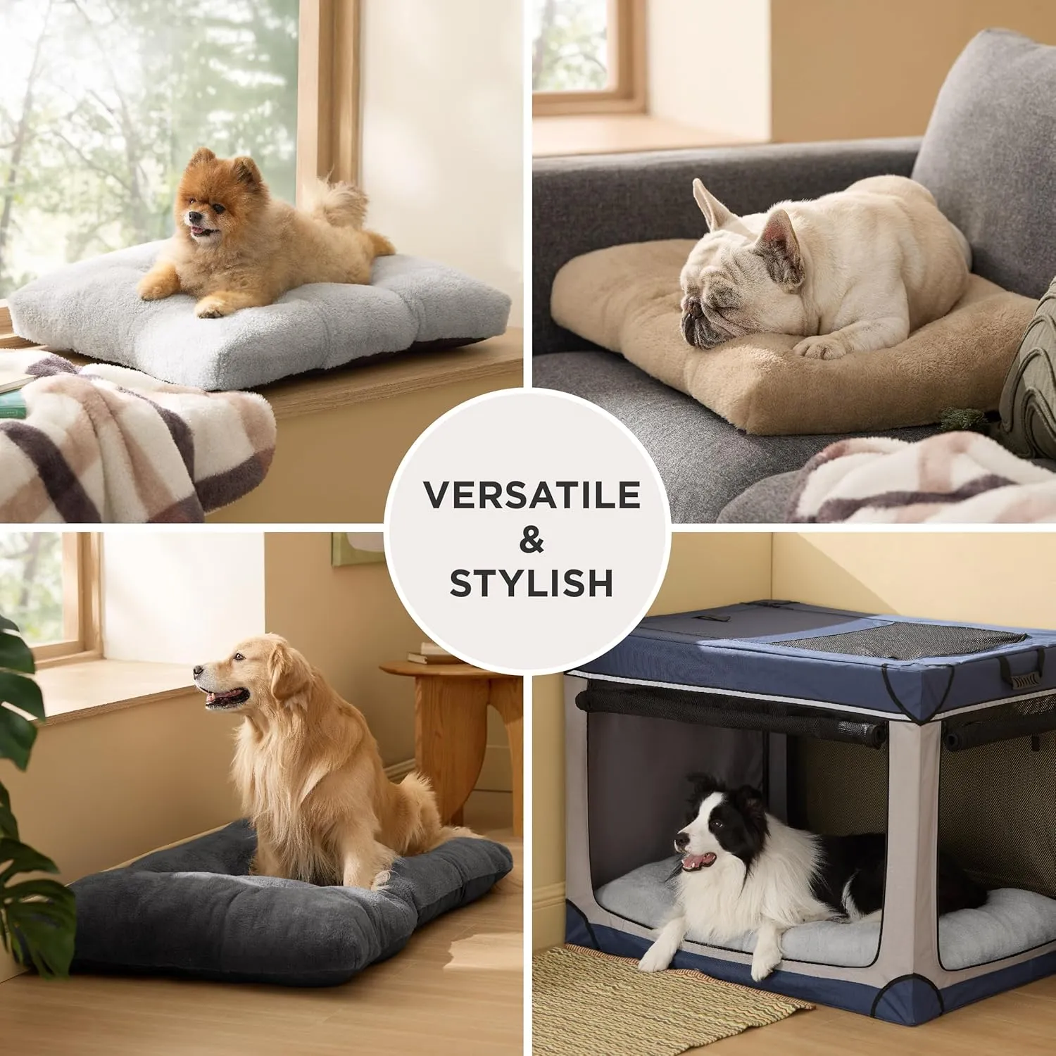 Bedsure Washable Dog Crate Bed Large Sized Dog, Comfort Fluffy Plush Pet Kennel Pad with Non-Slip Bottom, Machine Washable Pet Sleeping Mat, 35"x23", Gray