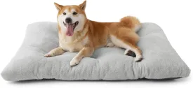 Bedsure Washable Dog Crate Bed Large Sized Dog, Comfort Fluffy Plush Pet Kennel Pad with Non-Slip Bottom, Machine Washable Pet Sleeping Mat, 35"x23", Gray