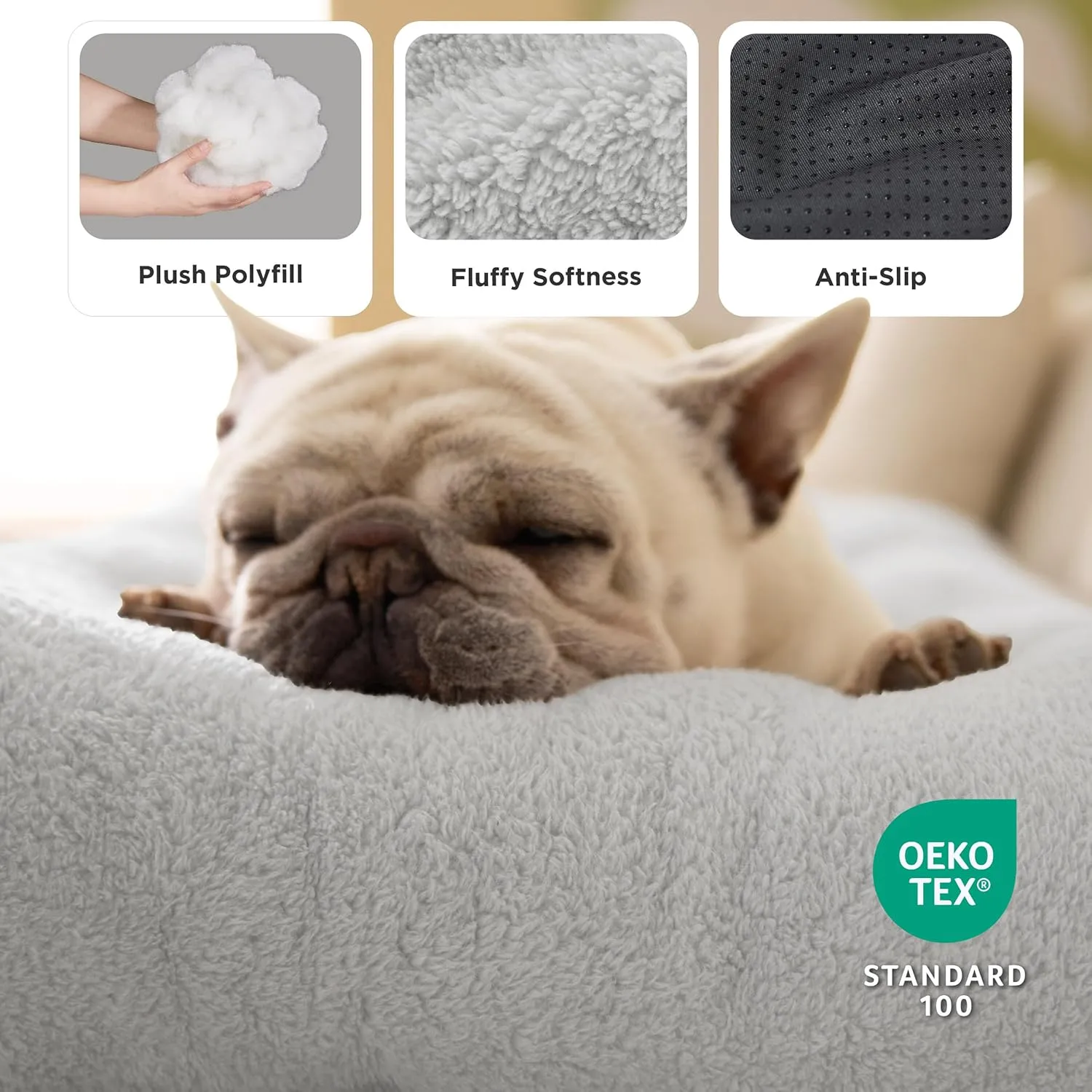 Bedsure Washable Dog Crate Bed Large Sized Dog, Comfort Fluffy Plush Pet Kennel Pad with Non-Slip Bottom, Machine Washable Pet Sleeping Mat, 35"x23", Gray