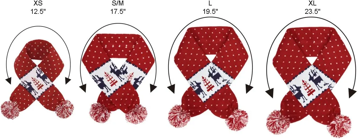 Blueberry Pet Vintage Ugly Christmas Reindeer Holiday Festive Dog Scarf in Tango Red & Navy Blue, Large