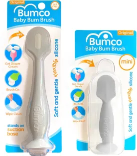 Bumco Baby Bum Brush   Mini Baby Diaper Cream Spatula with Case - BPA-Free Silicone Diaper Spatula, Mom-Invented Butt Paste Applicator (Gray & Gray)