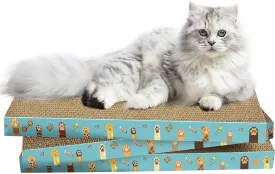 Cardboard Cat Scratcher 3 Pack Refill Reversible Cat Scratching Pad Durable Cat Scratchers for Indoor Cats Kitten to Protect The Furniture (Cat Paws)