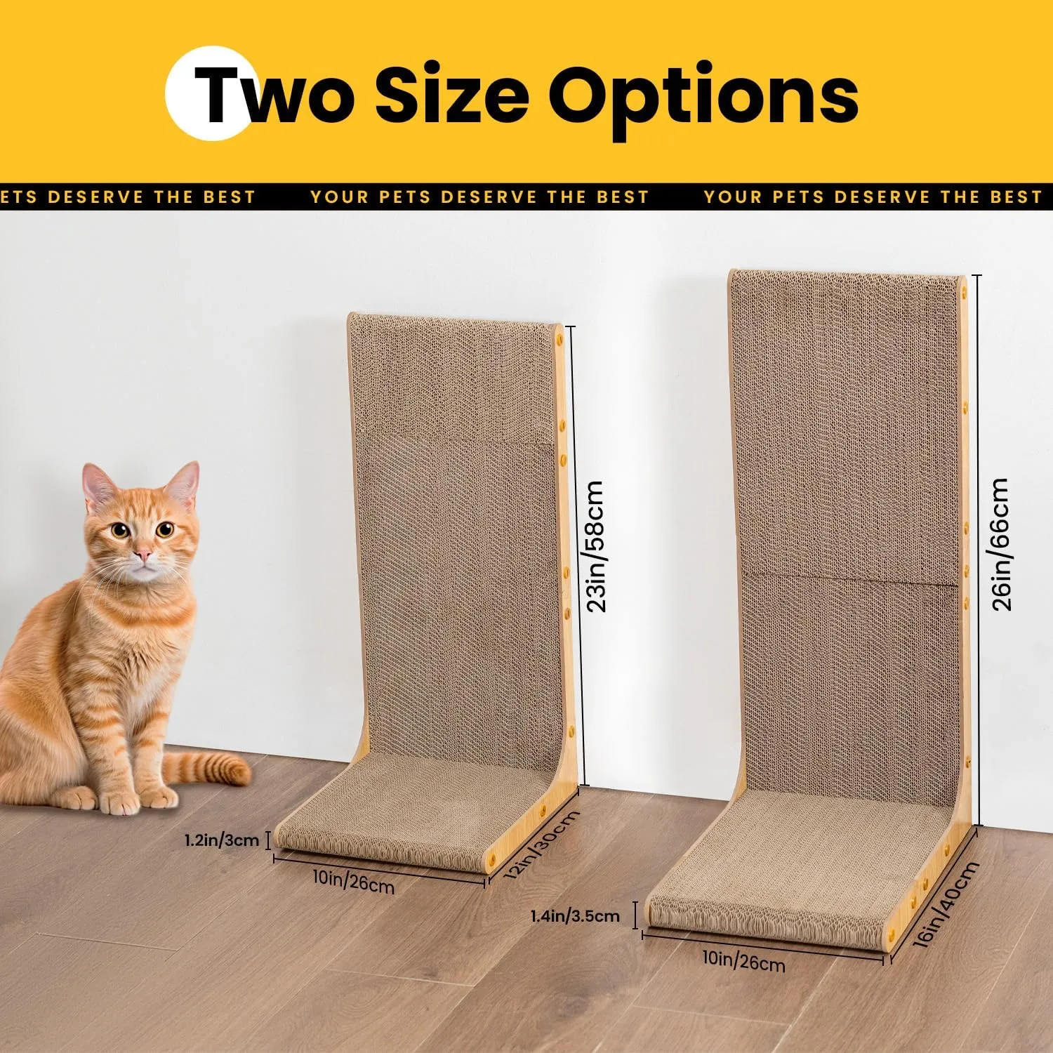 Cardboard Cat Scratcher,23 Inch L Shape Scratch Pad Wall Mounted,Vertical Scratching Board, Durable Cardboard to Protect Furniture for Indoor Cats,Light Wood Large