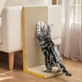 Cardboard Cat Scratcher,23 Inch L Shape Scratch Pad Wall Mounted,Vertical Scratching Board, Durable Cardboard to Protect Furniture for Indoor Cats,Light Wood Large