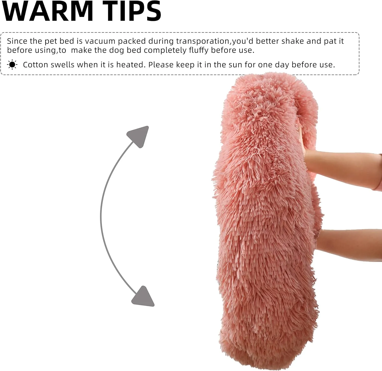 Cat Bed for Indoor Cats,22 inch Soft Long Plush Cushion Washable Pet Bed Calming Self-Warming Square Cat and Dog Bed Anti-Slip & Waterproof Bottom Cushion (22 x 18 x 7 inch,Pink)