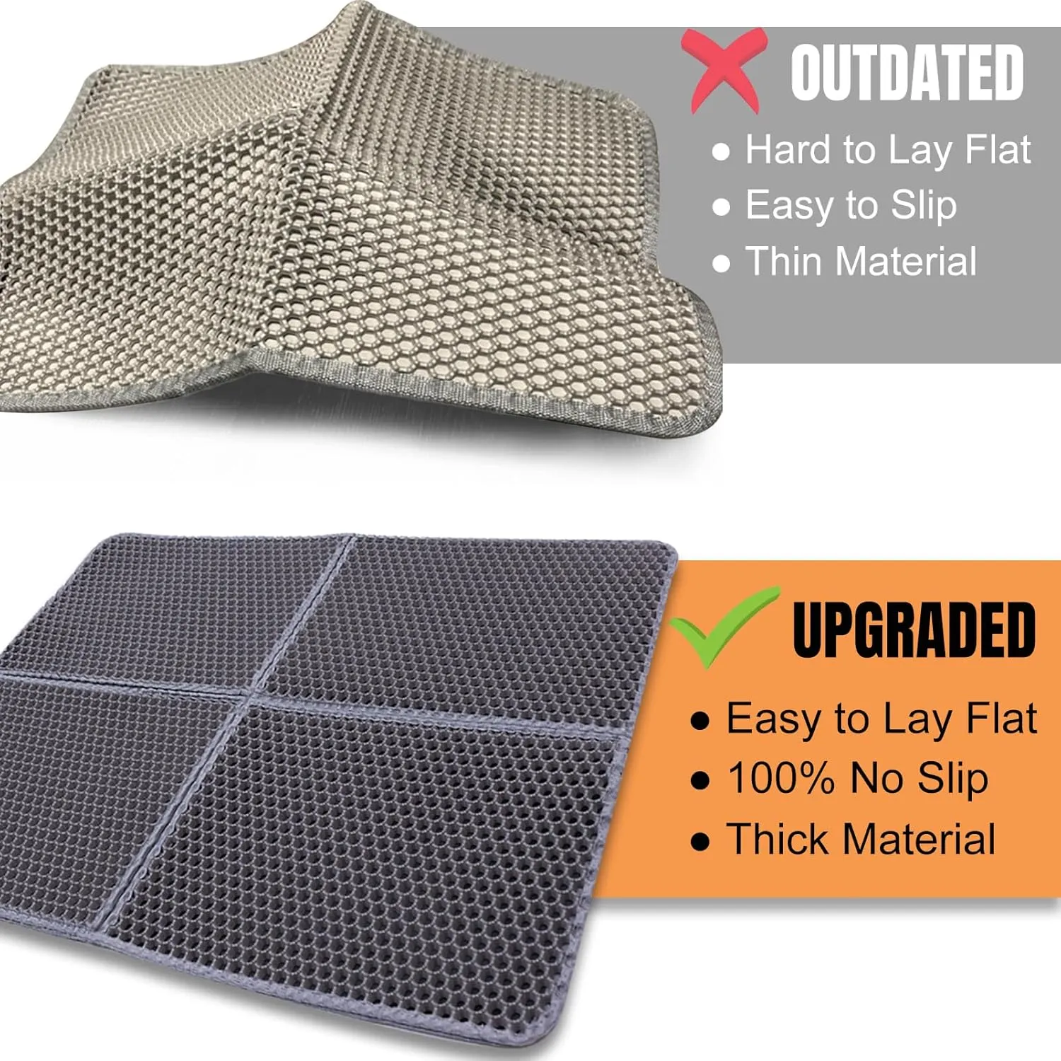 Cat Litter Mat Litter Trapping Mat 30"X24", Double Layer Litter Box Mat, Easy to Lay Flat, Large No Slip Kitty Litter Mat, Urine and Water Proof, Scatter Control, Easy to Clean