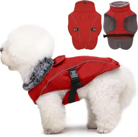 DENTRUN Dog Winter Warm Coat - Windproof Cozy Jacket, Thick Fleece Vest, Water Repellent, Reflective, Small to Large Dogs