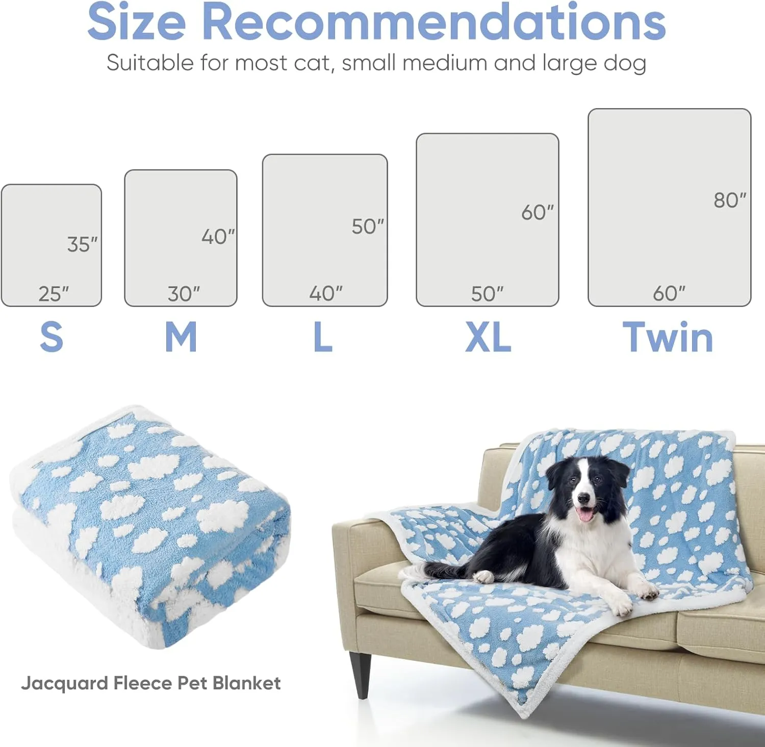 Dog Blanket for Small Medium Large Dogs Fleece Cat Blankets for Indoor Cats Washable Fluffy Pet Bed Blanket Furniture Sofa Couch Cover Protector