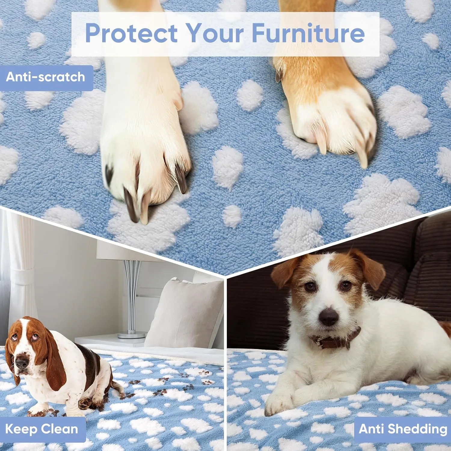 Dog Blanket for Small Medium Large Dogs Fleece Cat Blankets for Indoor Cats Washable Fluffy Pet Bed Blanket Furniture Sofa Couch Cover Protector