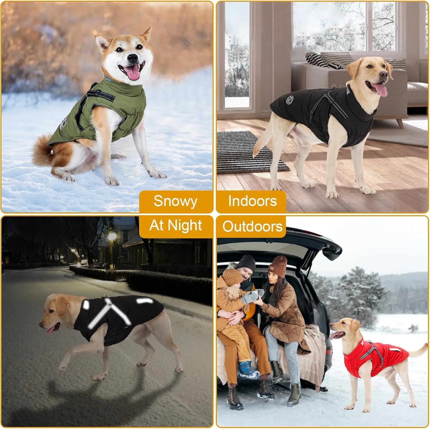 Dog Coat: Warm Dog Jacket Dog Winter Coat - Dog Fleece Jacket with Harness Built in, Dog Cold Weather Coat with Reflective Stripes, Waterproof Dog Vest, Dog Coats for Small Medium Large Dogs Black XL