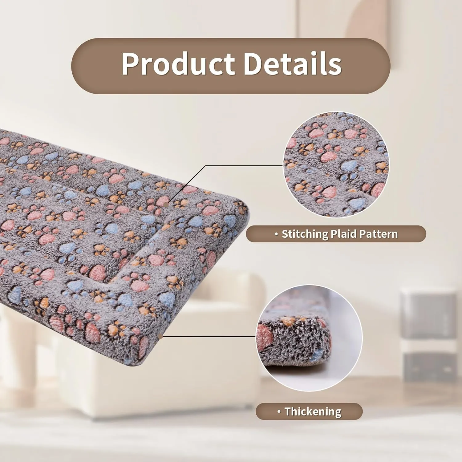 Dog Crate Mats Bed for Medium Dogs, 30x20 Inch Short Plush Pet Mat, 1.6-inch Thick Thin Kennel Pad, Machine Washable Ideal for 30-Inch Dog Crates