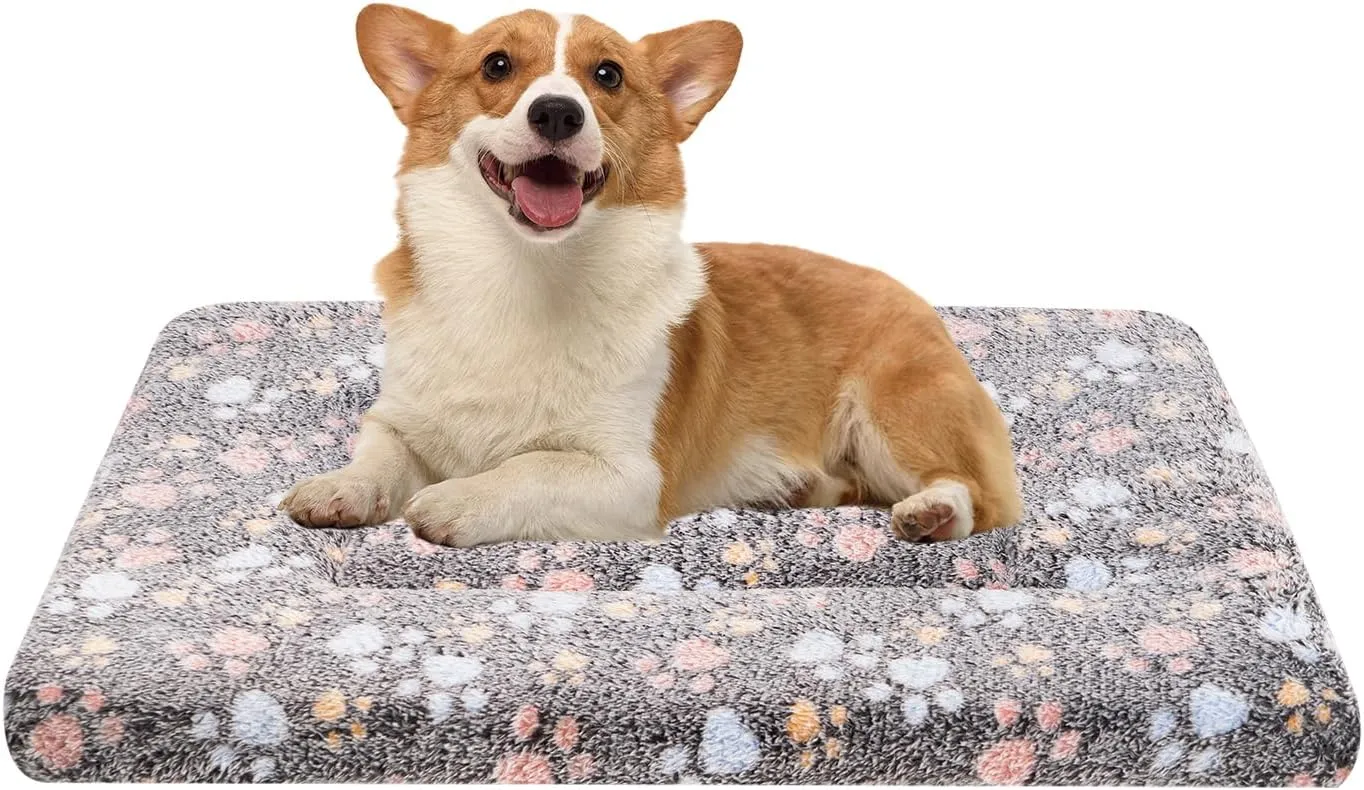 Dog Crate Mats Bed for Medium Dogs, 30x20 Inch Short Plush Pet Mat, 1.6-inch Thick Thin Kennel Pad, Machine Washable Ideal for 30-Inch Dog Crates