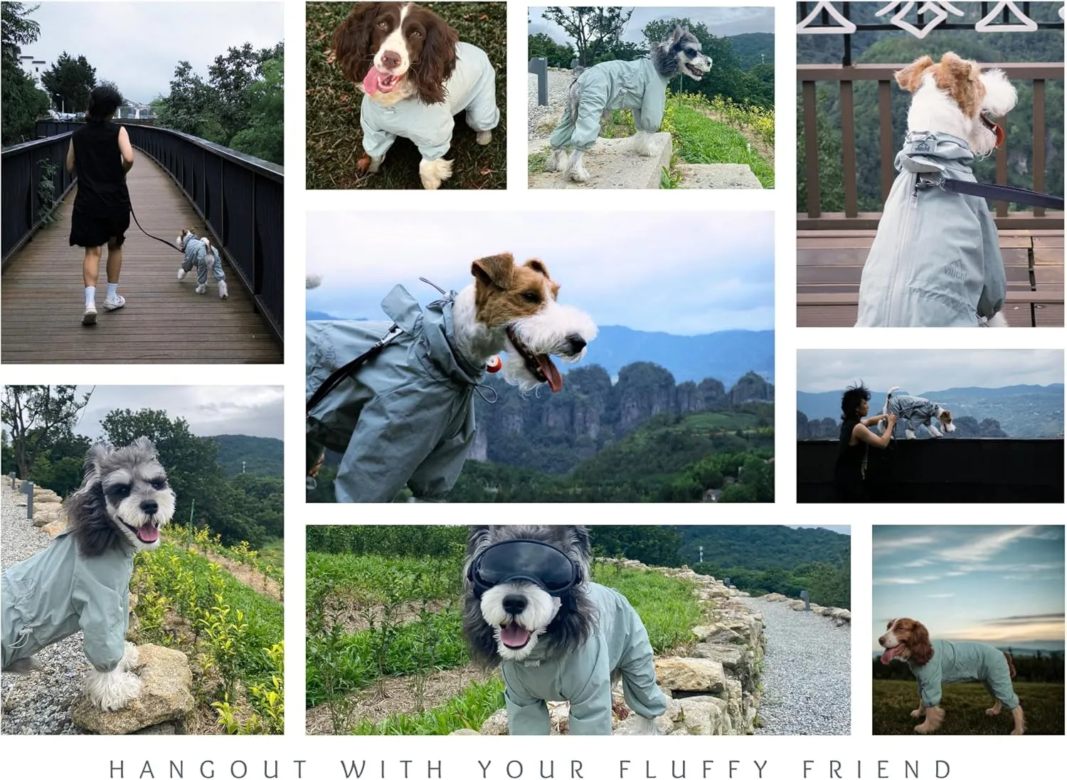 Dog Raincoat, Waterproof Coat, Light Weight & Weather Resistant Shell, Full Coverage Rain Jacket with Legs, Grey, Including Storage Bag, for Medium Breed (X-Large)