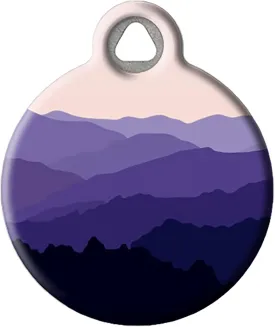 Dog Tag Art Mountain Landscape Custom Pet ID Tag for Dogs and Cats, Silent Polymer Coated Stainless Steel Nametag with Customized Identification Information - Small .875" Diameter