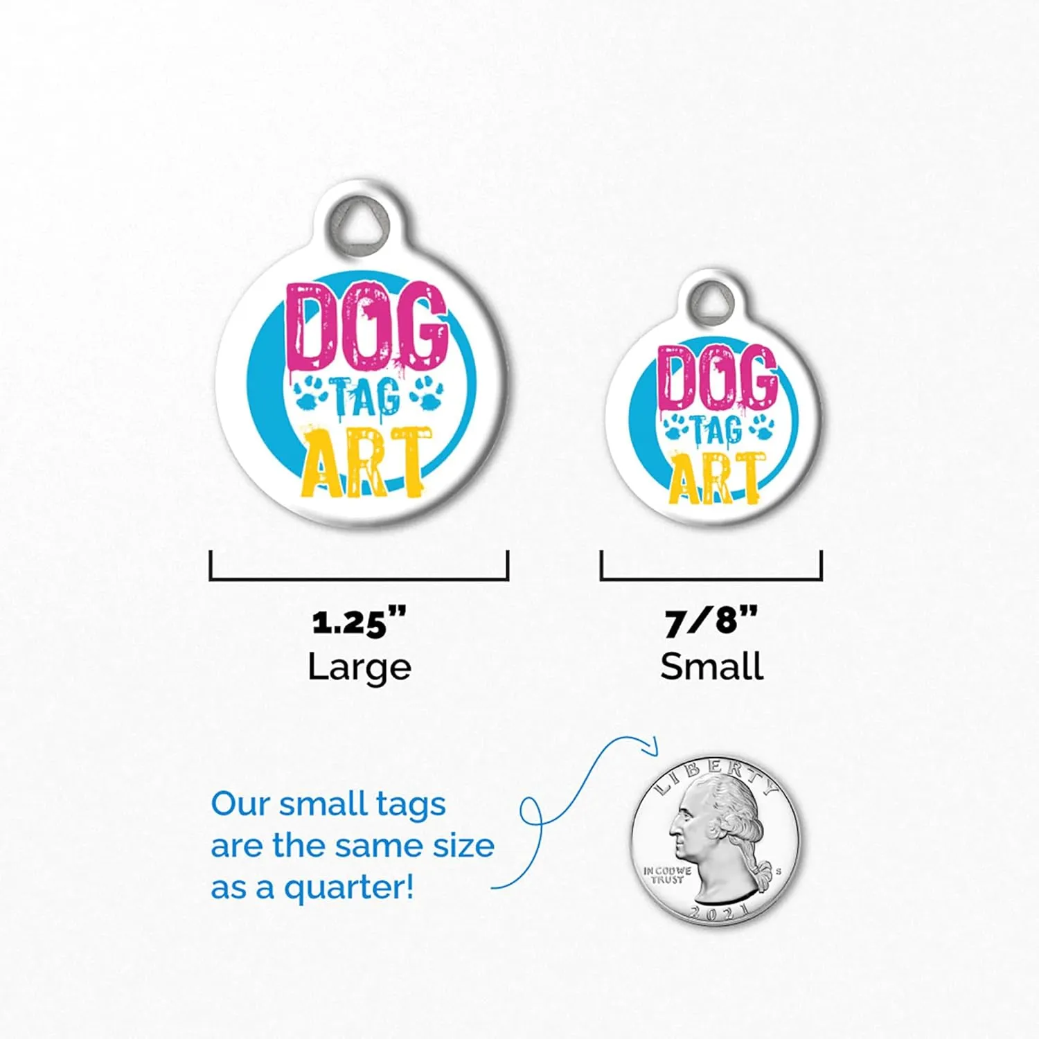 Dog Tag Art Mountain Landscape Custom Pet ID Tag for Dogs and Cats, Silent Polymer Coated Stainless Steel Nametag with Customized Identification Information - Small .875" Diameter