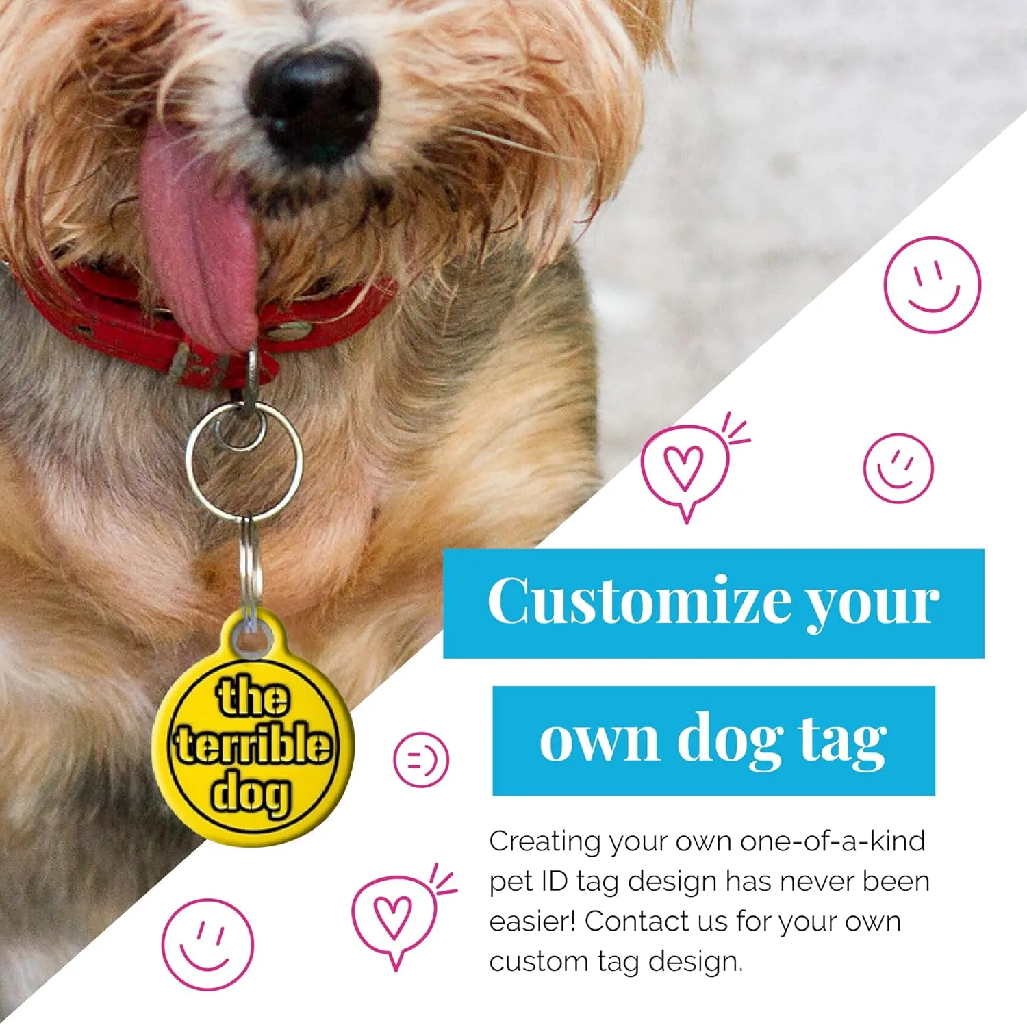 Dog Tag Art Mountain Landscape Custom Pet ID Tag for Dogs and Cats, Silent Polymer Coated Stainless Steel Nametag with Customized Identification Information - Small .875" Diameter