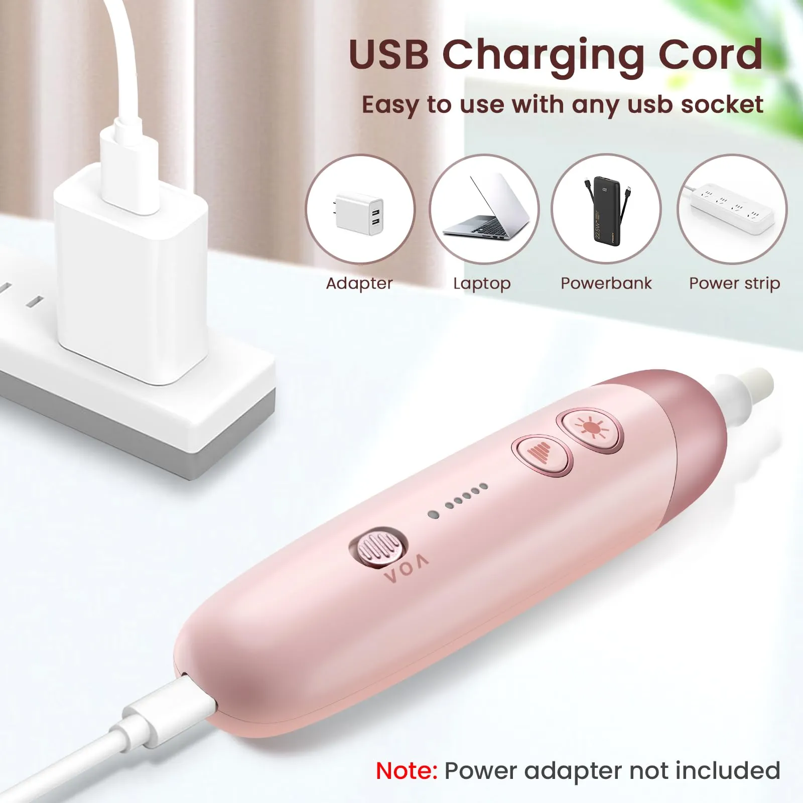 Electric Nail Drill Machine, 8 in 1 Professional Cordless Electric Nail File Kit with LED Light, Professional Manicure and Pedicure Kit for Calluses Nail Polishing Grinder Sander Trimmer with 5 Speeds