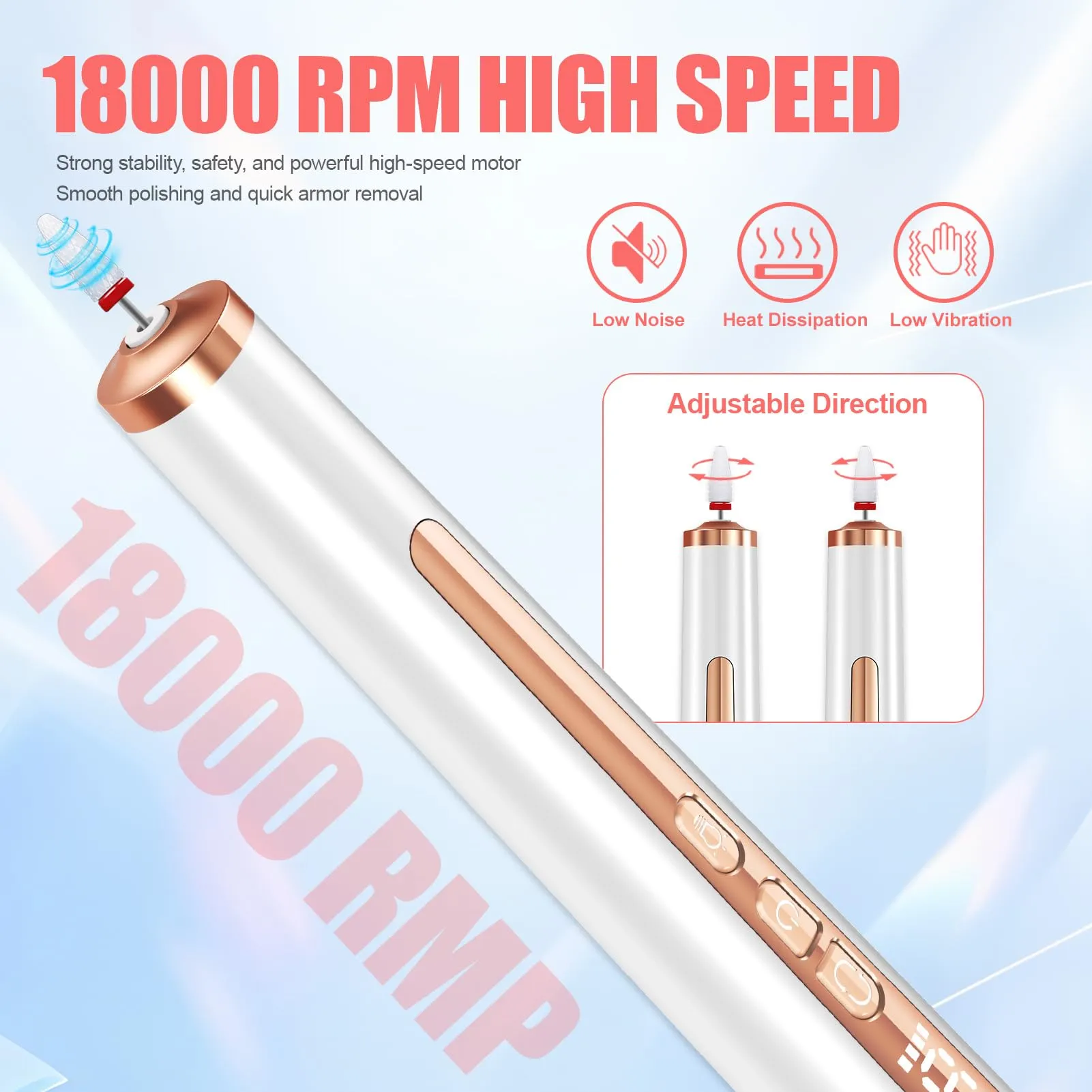 Electric Nail Drill with U V Light, Cordless Nail Drill Professional, Portable Electric Nail File Kit Rechargeable Efile Nail Drill for Acrylic Gel Nail Manicure Pedicure Nail Drill Kit for Salon Home