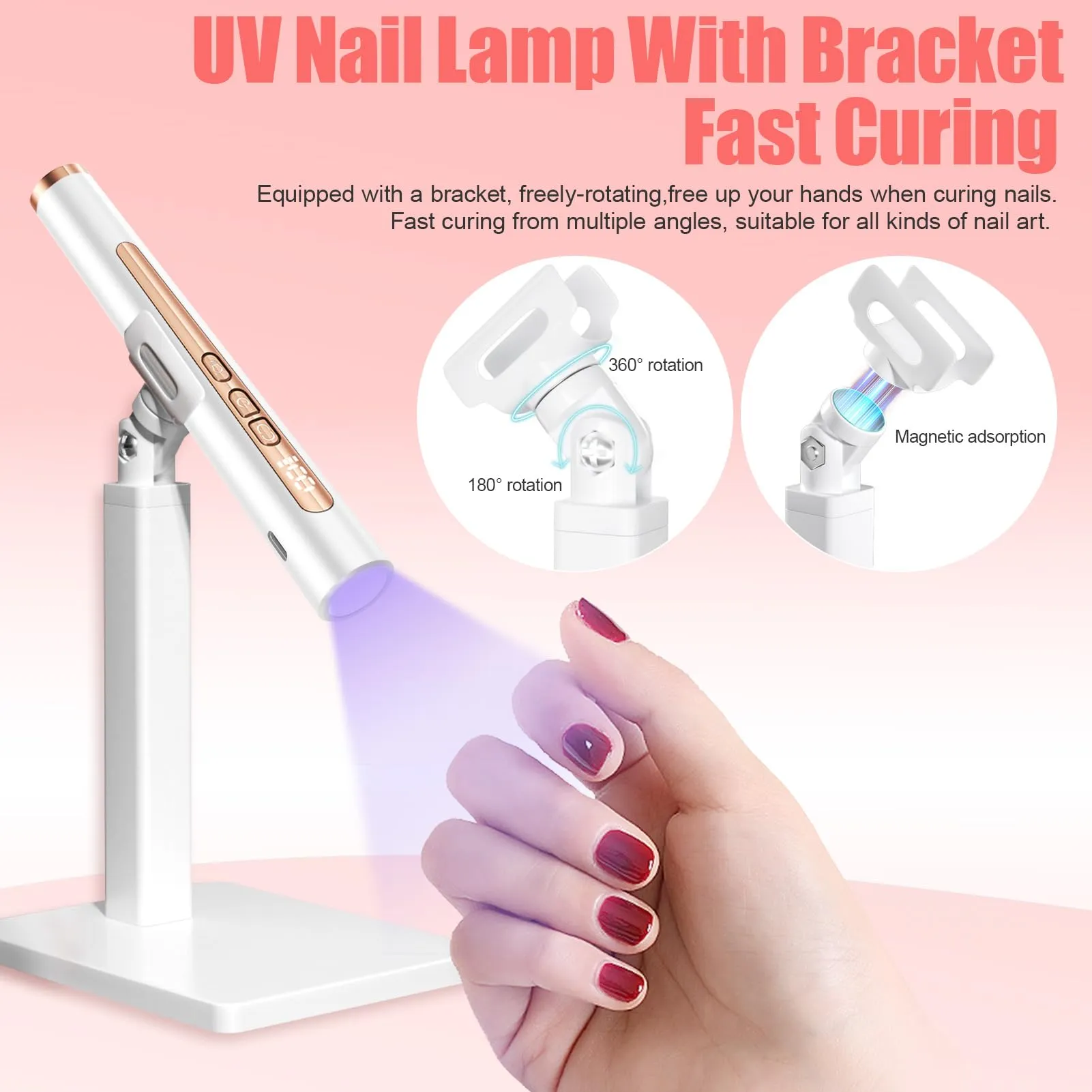 Electric Nail Drill with U V Light, Cordless Nail Drill Professional, Portable Electric Nail File Kit Rechargeable Efile Nail Drill for Acrylic Gel Nail Manicure Pedicure Nail Drill Kit for Salon Home