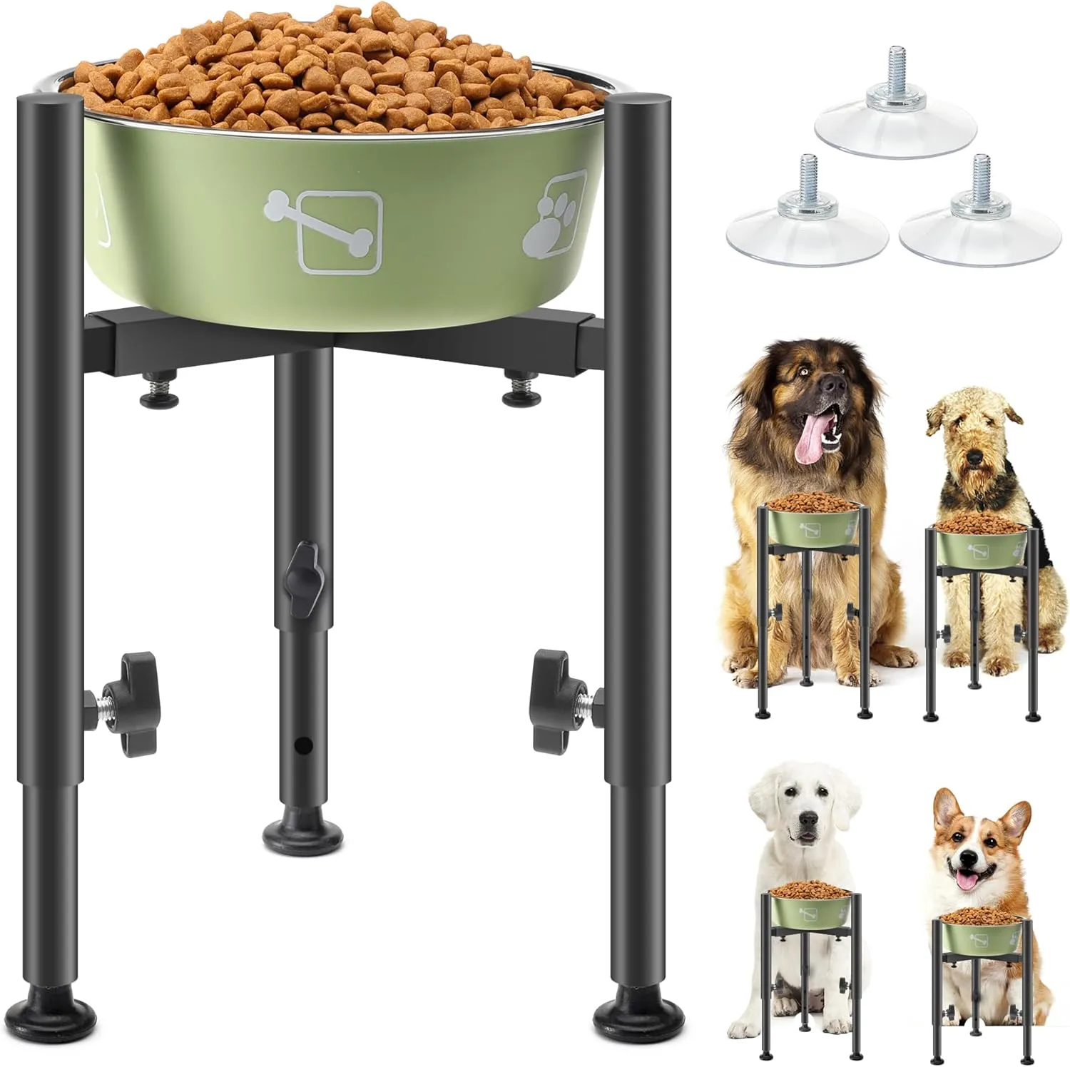 Elevated & Raised Dog Bowl Stand,Adjustable Dog Water and Food Bowl StandDog Bowl Holder for Large, Medium & Small Dogs (Bowls Not Included)