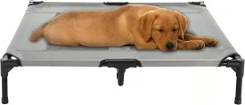 Elevated Dog Bed - 36x29.75-Inch Portable Pet Bed with Non-Slip Feet - Indoor/Outdoor Dog Cot or Puppy Mattress for Pets up to 80lbs by PETMAKER (Gray)