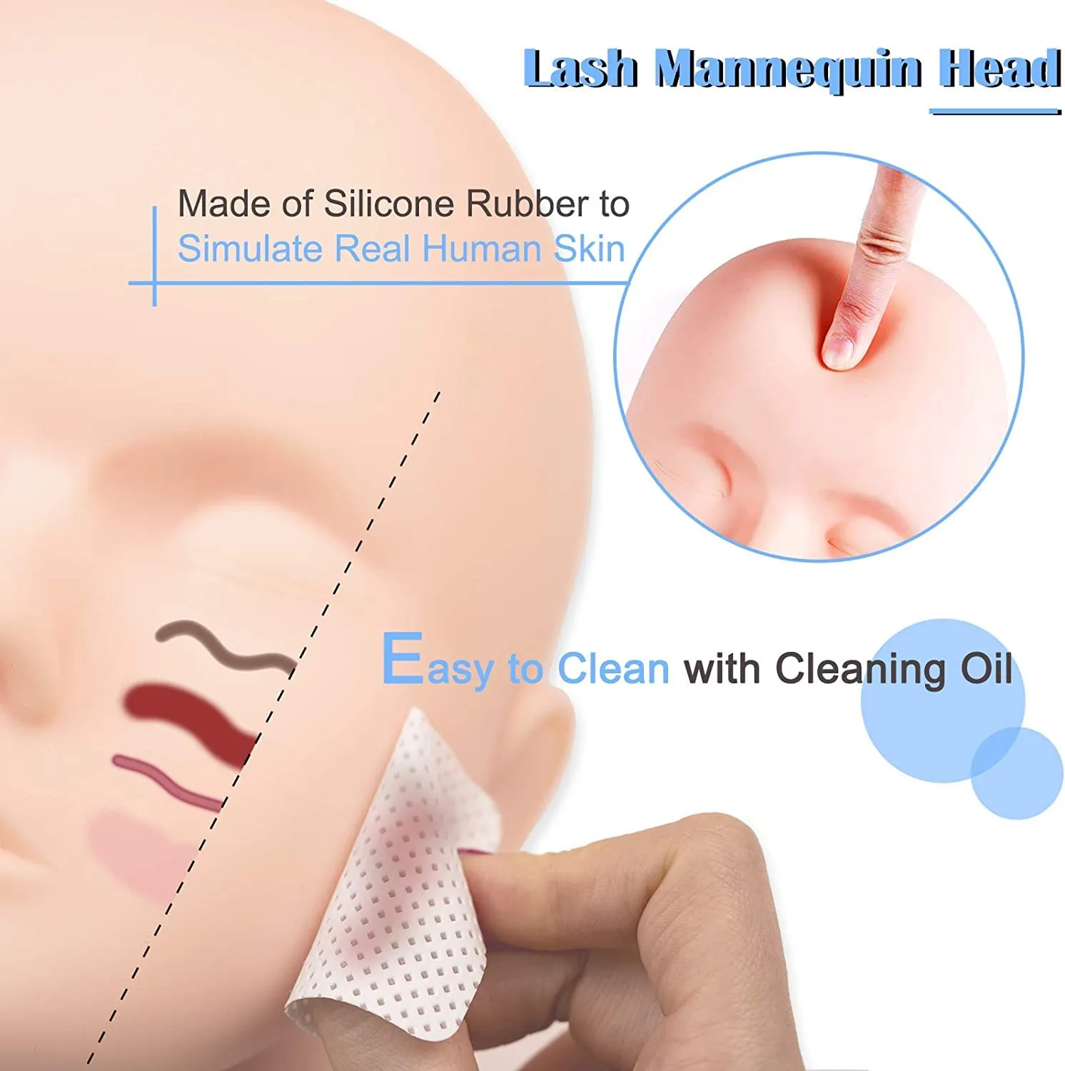 Eyelash Practice Kit Lash Kit for Eyelash Extension False Eyelash Mannequin Head with 25 Pairs Practice Lashes Eye Lash Extension Kit Permanet for Beginner Makeup Training