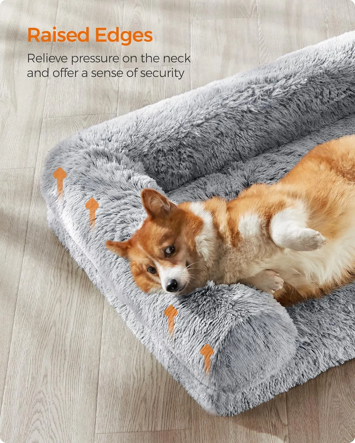 Feandrea Dog Bed, Orthopaedic Dog Sofa Bed for Medium Dogs, Waterproof Ped Bed with Removable Washable Cover, 30 x 23 x 9 Inches, Gray Ombr UPGW231G01