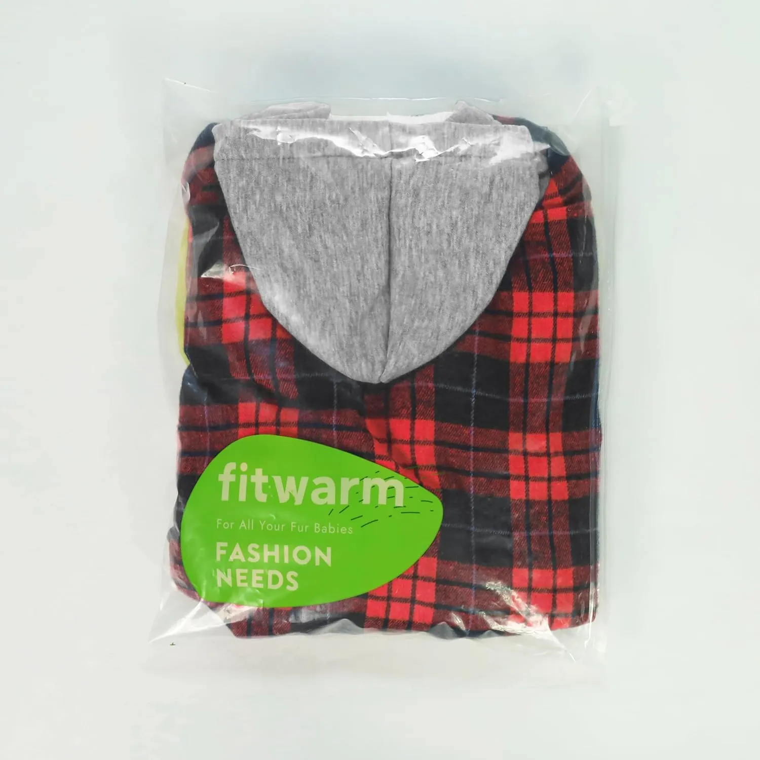 Fitwarm Plaid Dog Winter Coat with Hood, Dog Clothes for Small Dogs Boy Girl, Pet Hoodies, Cat Jacket Apparel, Red, Black, Large