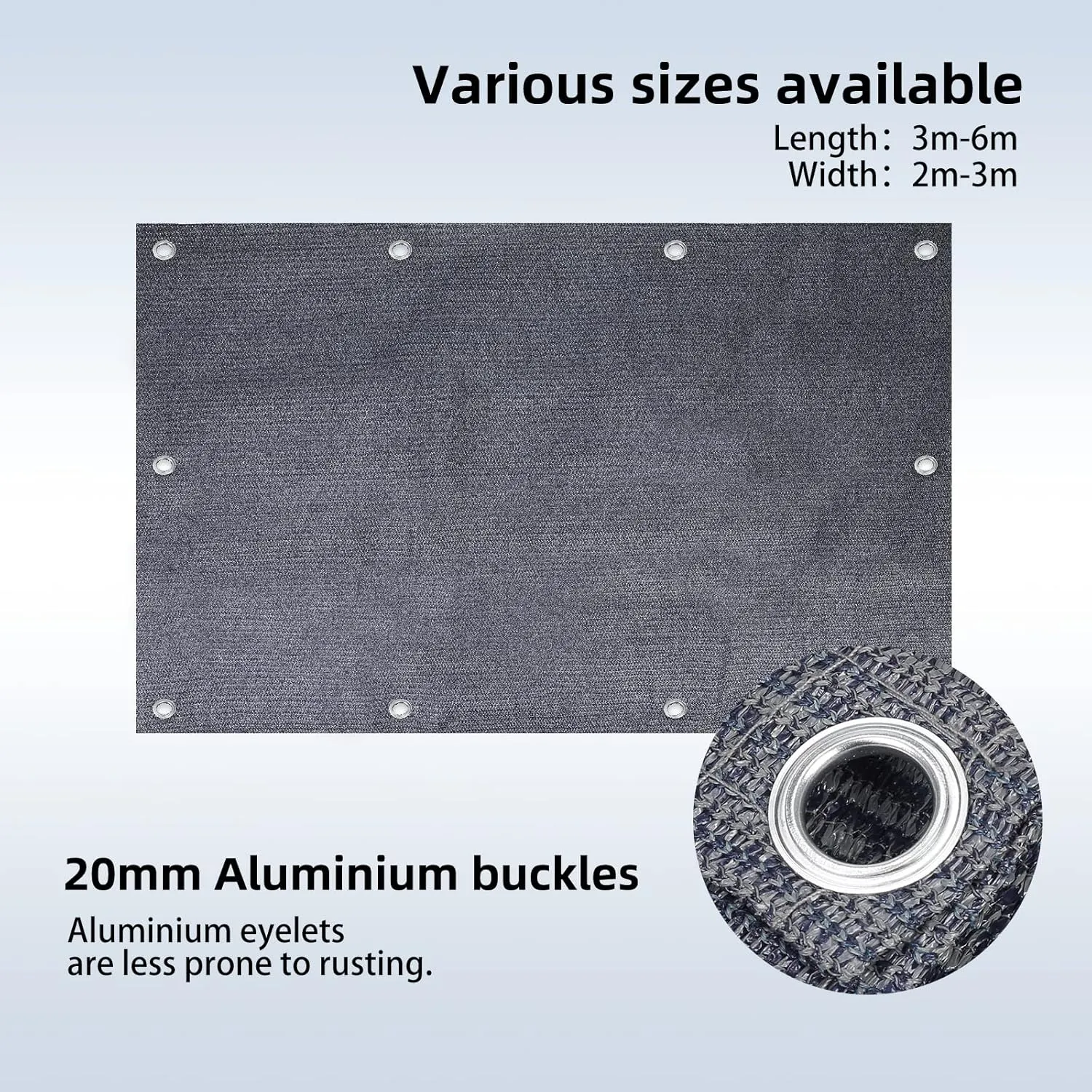 FoundGo Awning Carpet HDPE Camping Outdoor Rug with Eyelets,Nails,Broom,for RV,Patio,Backyard,Picnic,Beach,Trailer 9'*6' (2.74 * 1.83m) -Blue Grey