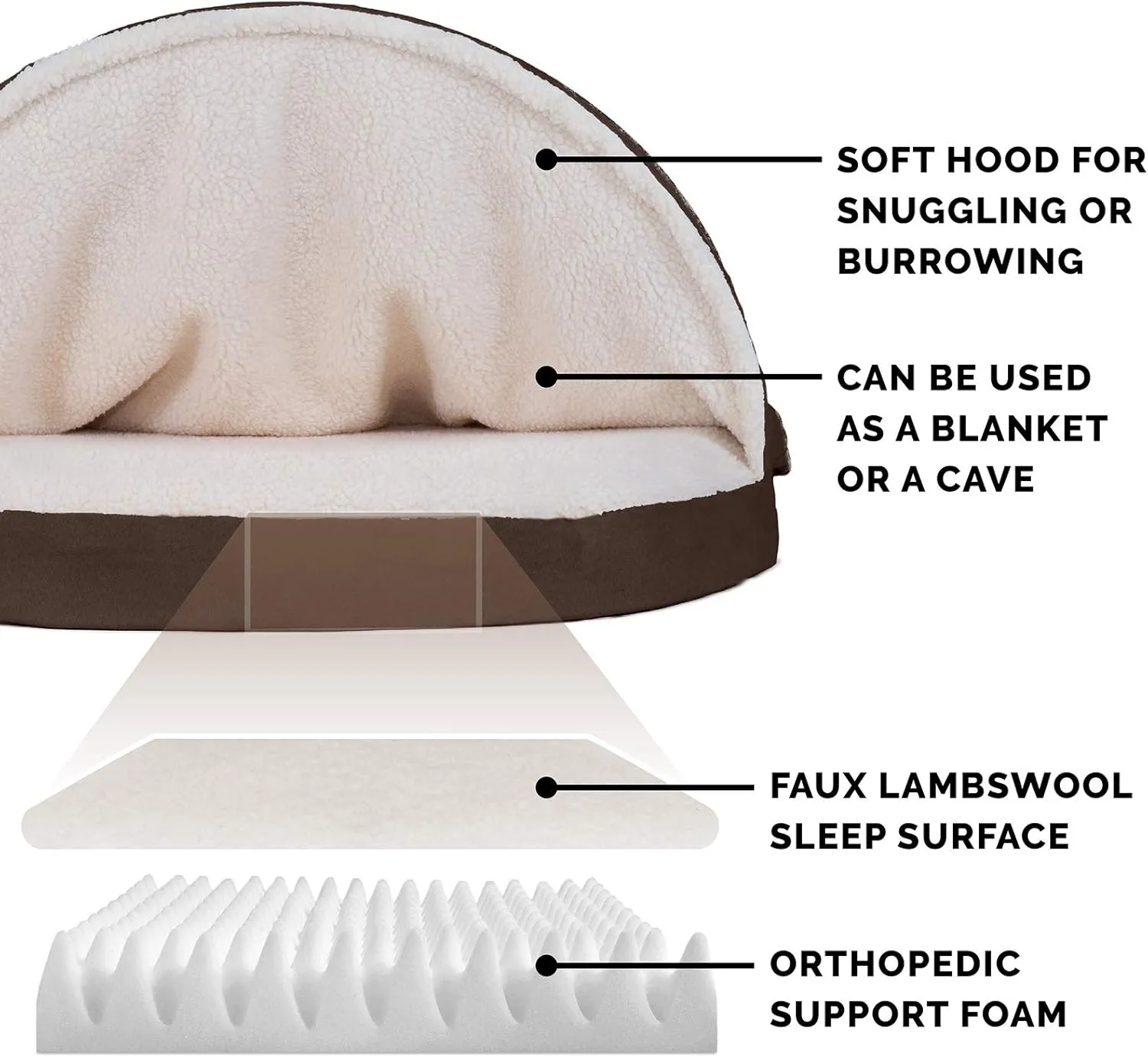 Furhaven 35" Round Orthopedic Dog Bed for Large/Medium Dogs w/ Removable Washable Cover, For Dogs Up to 50 lbs - Sherpa & Suede Snuggery - Espresso, 35-inch