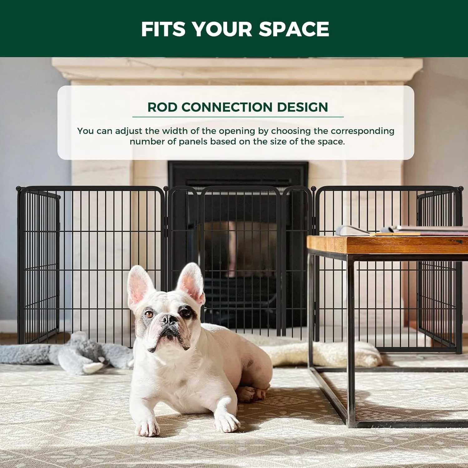 FXW Dog Gate Extra Wide Designed for Indoor Use, Adjustable Width Up to 219-inch Wide (32" H 8 Panels for Puppies and Small Dogs), Black