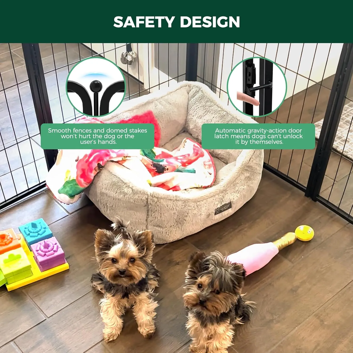 FXW Dog Gate Extra Wide Designed for Indoor Use, Adjustable Width Up to 219-inch Wide (40" H 8 Panels for Puppies and Small Dogs), Black