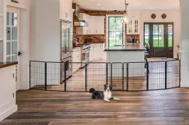 FXW Dog Gate Extra Wide Designed for Indoor Use, Adjustable Width Up to 219-inch Wide (40" H 8 Panels for Puppies and Small Dogs), Black