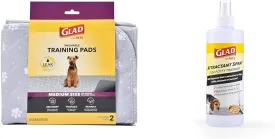 Glad for Pets Eco-Friendly Training Kit: 24"x36" Medium Washable Pads (2 Count) & Peanut Butter Scented Attractant Spray (16oz) for Efficient Dog Potty Training