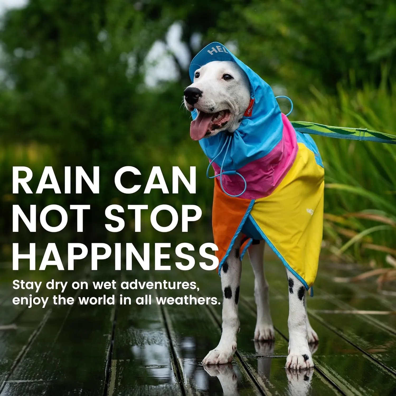 HOWGO Dog Raincoat Adjustable Pet Waterproof Windproof Jacket Dog Rain Jacket with Leash Hole for Small Medium and Large Dogs (Multi-Colored, XX-Large)