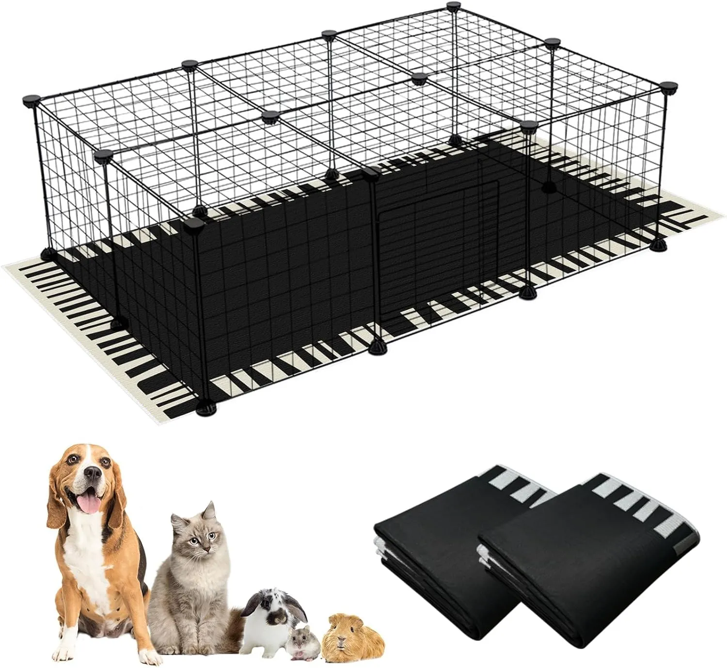 kathson 2 Pack Bunny Cage Liners 31.5"78.7" Washable Reusable Bunny Bedding Guinea Pig Cage Liner Large Floor Mat Play Pen Mats Small Pet Cage Liner for Rabbit Puppy Cat Guinea Pig