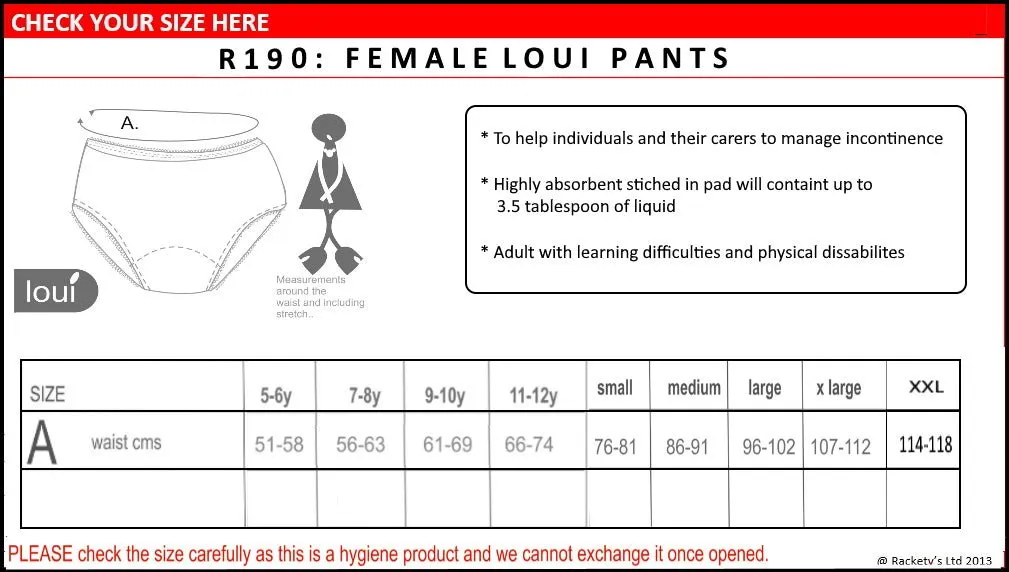 Ladies Incontinence Pants - X Large (Pack of 2)