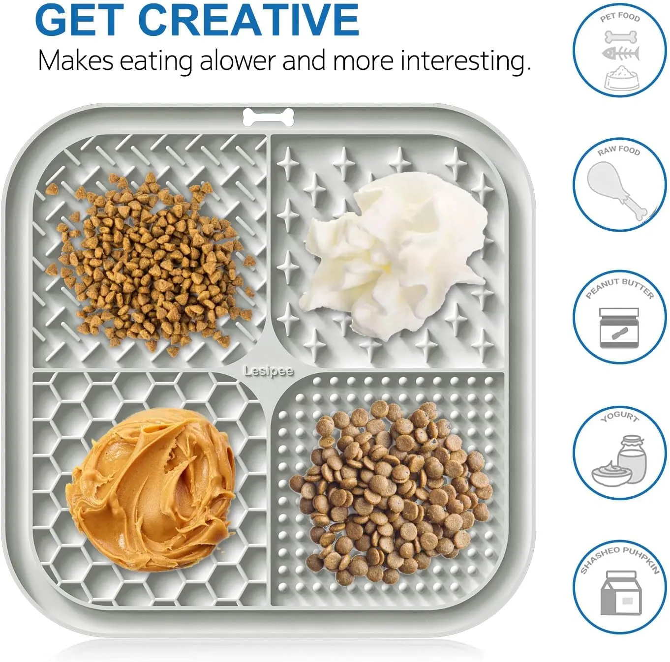 Lesipee Licking Mat for Dogs & Cats 2 Pack, Slow Feeder Lick Pat, Dishwasher Safe, Anxiety Relief Dog Toys Feeding Mat for Butter Yogurt Peanut, Pets Supplies Bathing Grooming Training Calming Mat