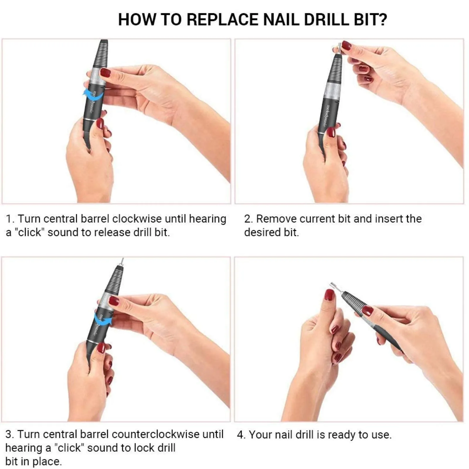 MelodySusie Professional Rechargeable 30000 rpm Nail Drill, Portable Electric E File Scamander, Acrylic Gel Grinder Tools with 6 Bits and Sanding Bands for Manicure Pedicure Shape Carve Polish (Black)