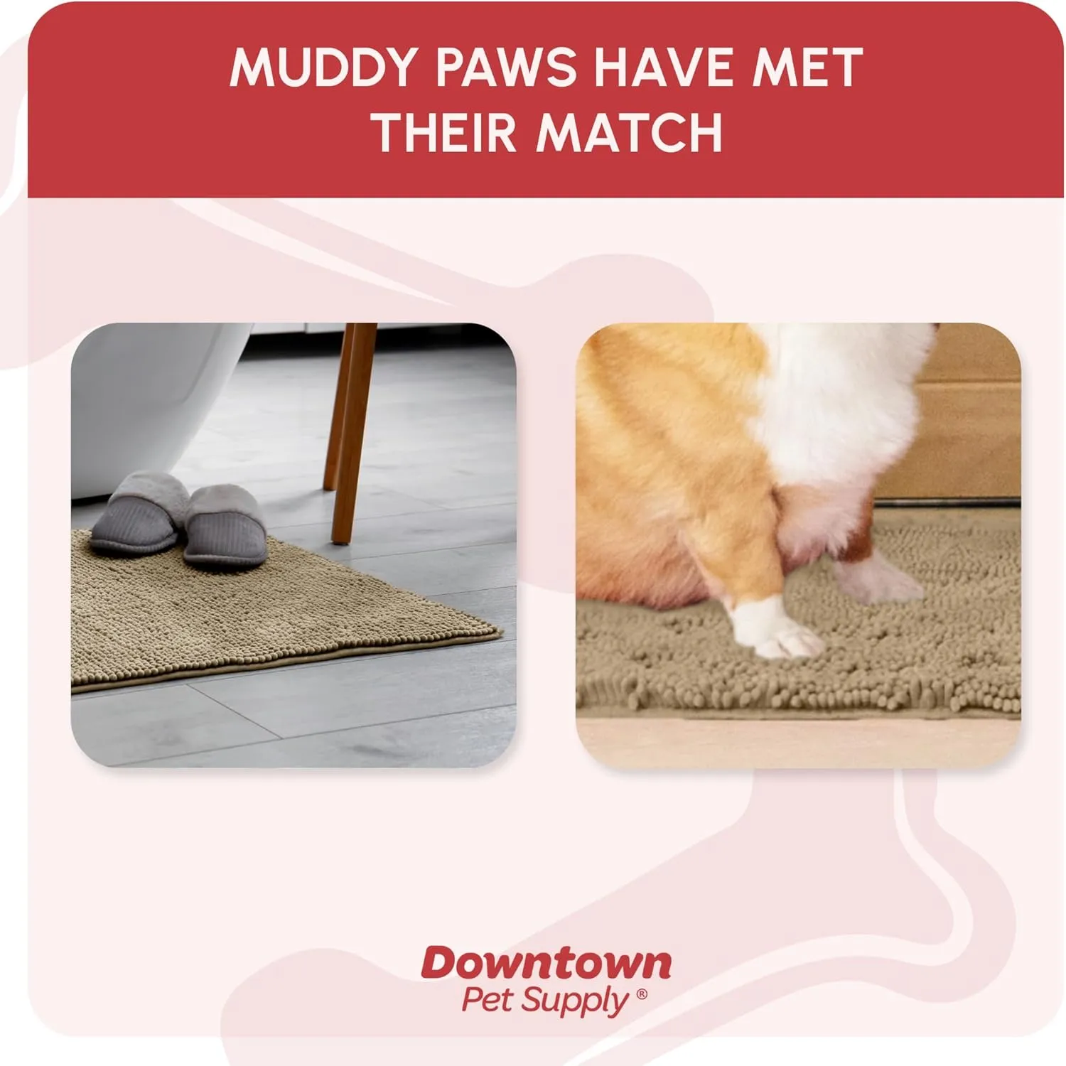 My Doggy Place Microfiber Dog Mat for Muddy Paws, 18" x 24" Oatmeal - Absorbent and Quick-Drying Dog Paw Cleaning Mat, Washer and Dryer Safe - Non-Slip Rubber Backed Dog Floor Mat, Small